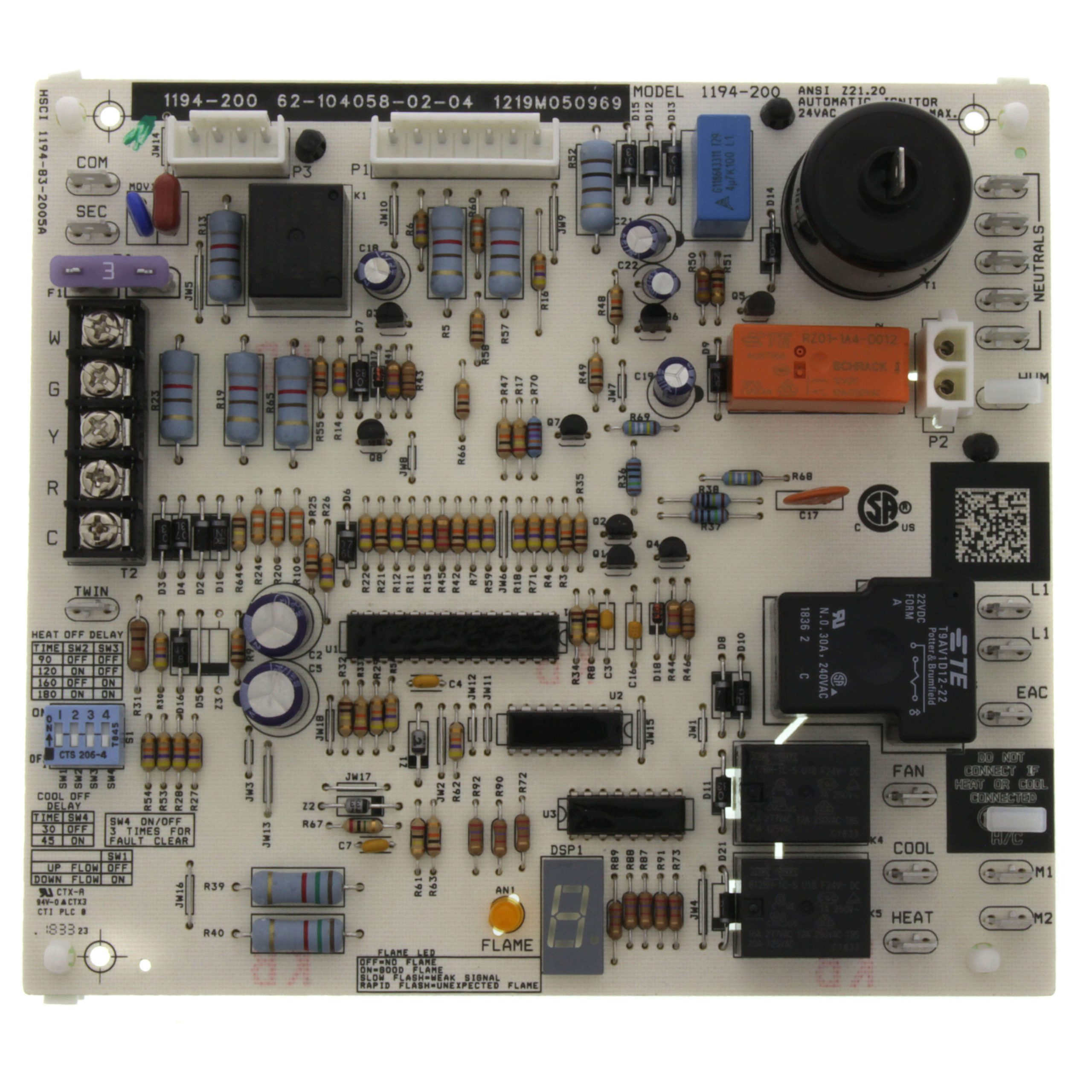 62-104058-02 - CONTROL BOARD (RHEEM, OEM, GAS, SPARK IGN)