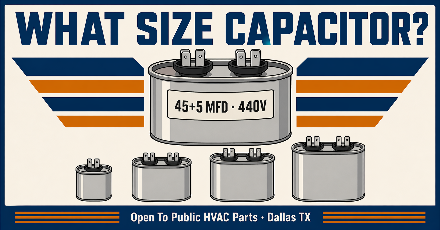 What size AC capacitor do I need — 45+5 MFD 440V dual run capacitor sizing guide