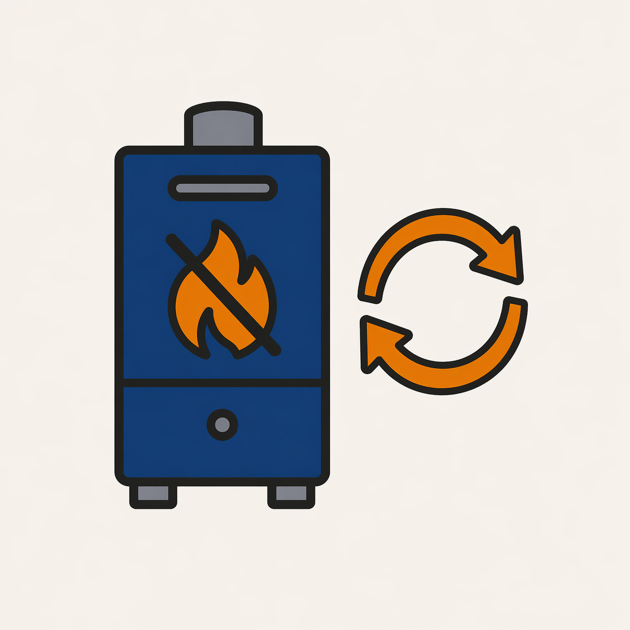 Calefactor se apaga y prende constantemente — gabinete con flechas de ciclo rápido