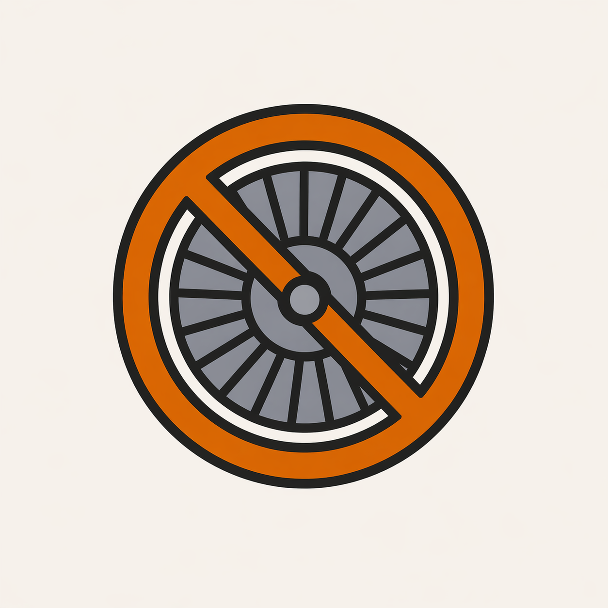 Sin flujo de aire — rueda del blower con símbolo de prohibición indicando que no funciona