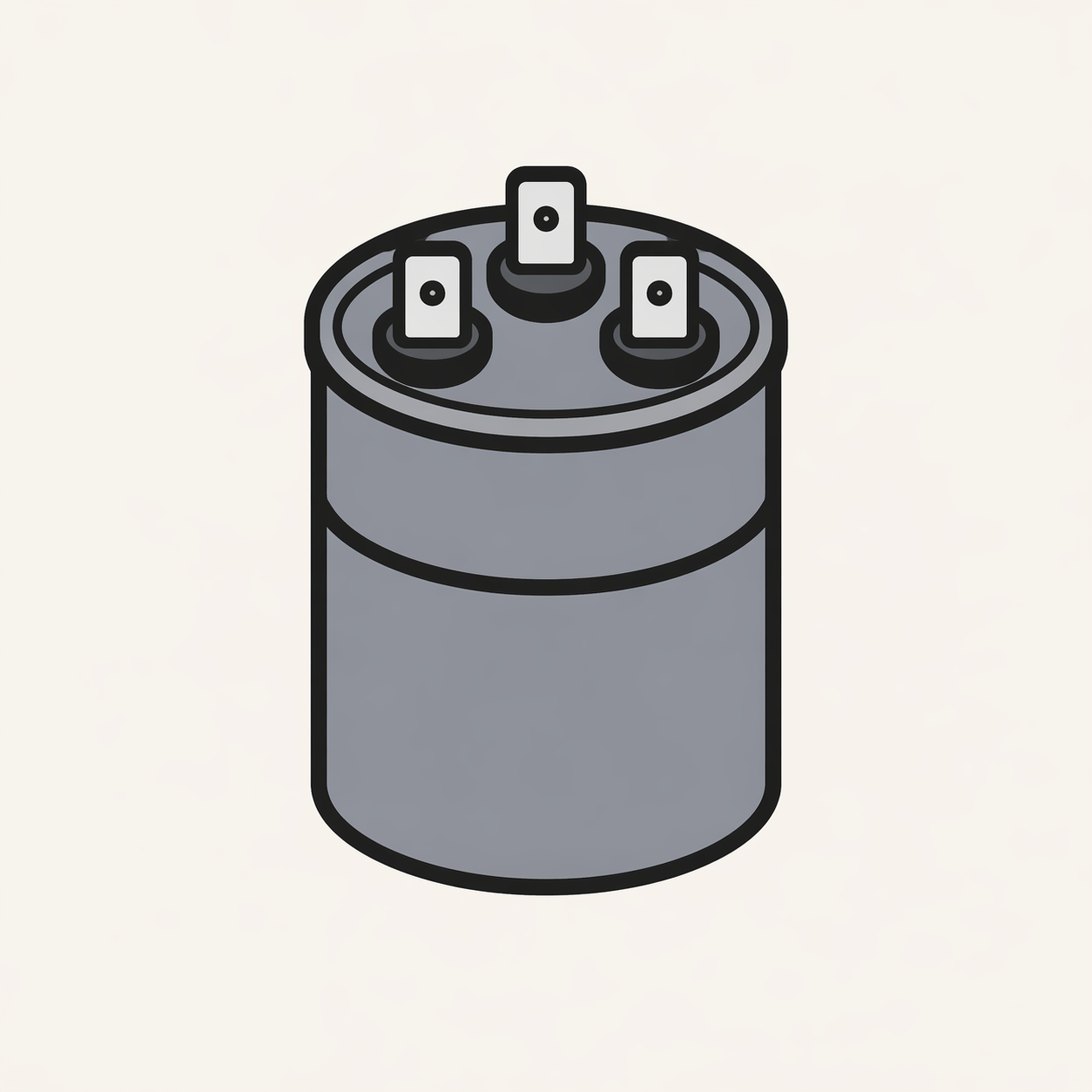 Capacitor dual run de aire acondicionado — refacción común para reparaciones de AC
