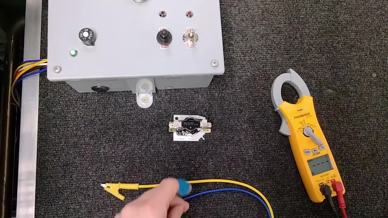 Heat sequencer testing setup at Open To Public HVAC Parts — Open To Public HVAC School
